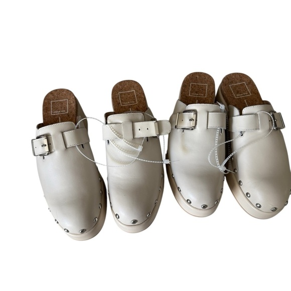 Dolce Vita Yevan Platform Studded Leather Clogs Mule Ivory Cream Latte NWOB - Picture 7 of 16